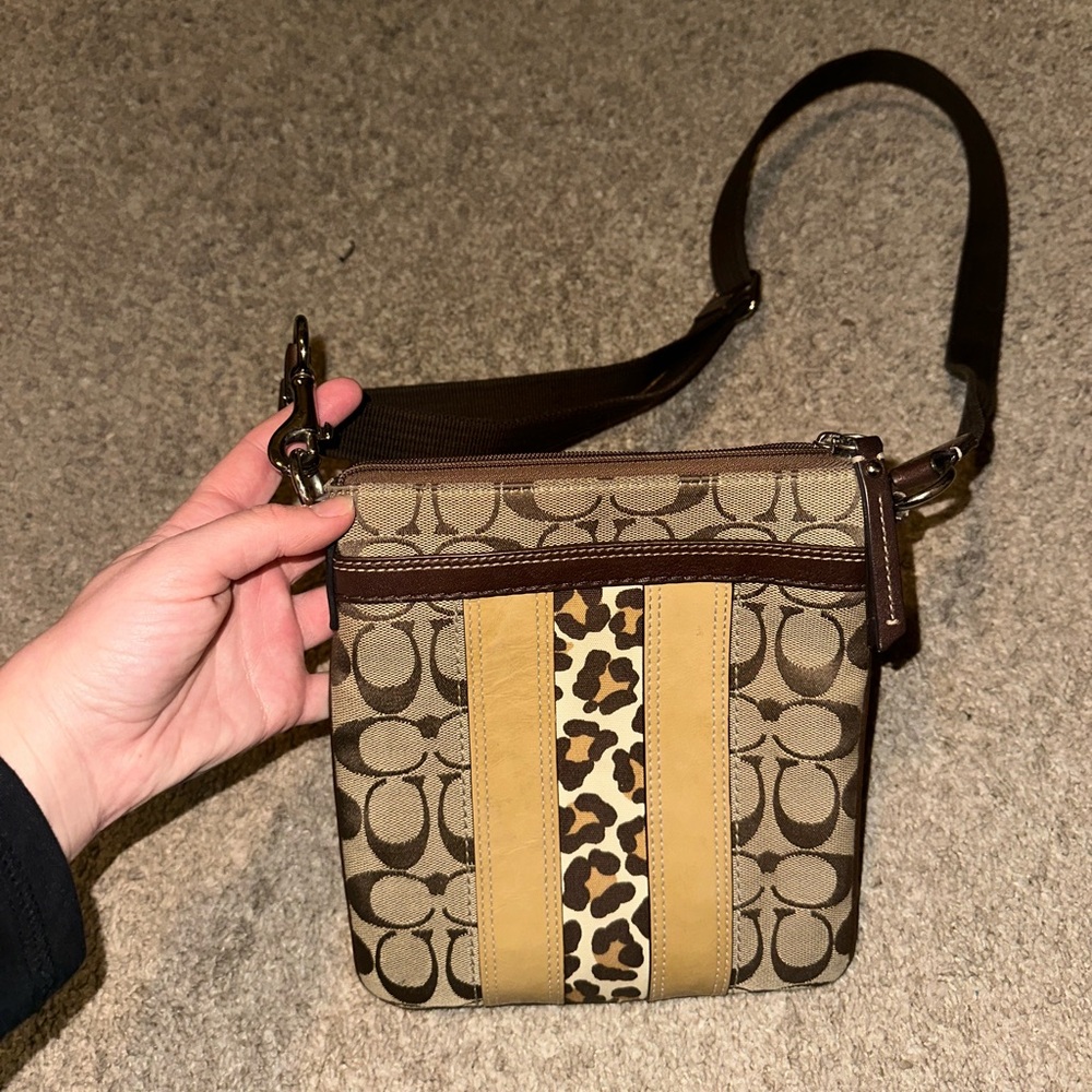 Coach Brown and Yellow Patterned Crossbody Bag